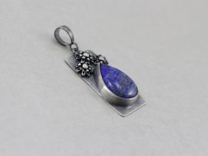 chileart biżuteria autorska lapis lazuli piryt srebro oksydowane wisiorek